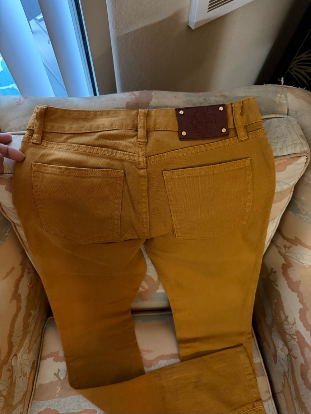 Tory Burch Mustard Yellow Flare Jeans